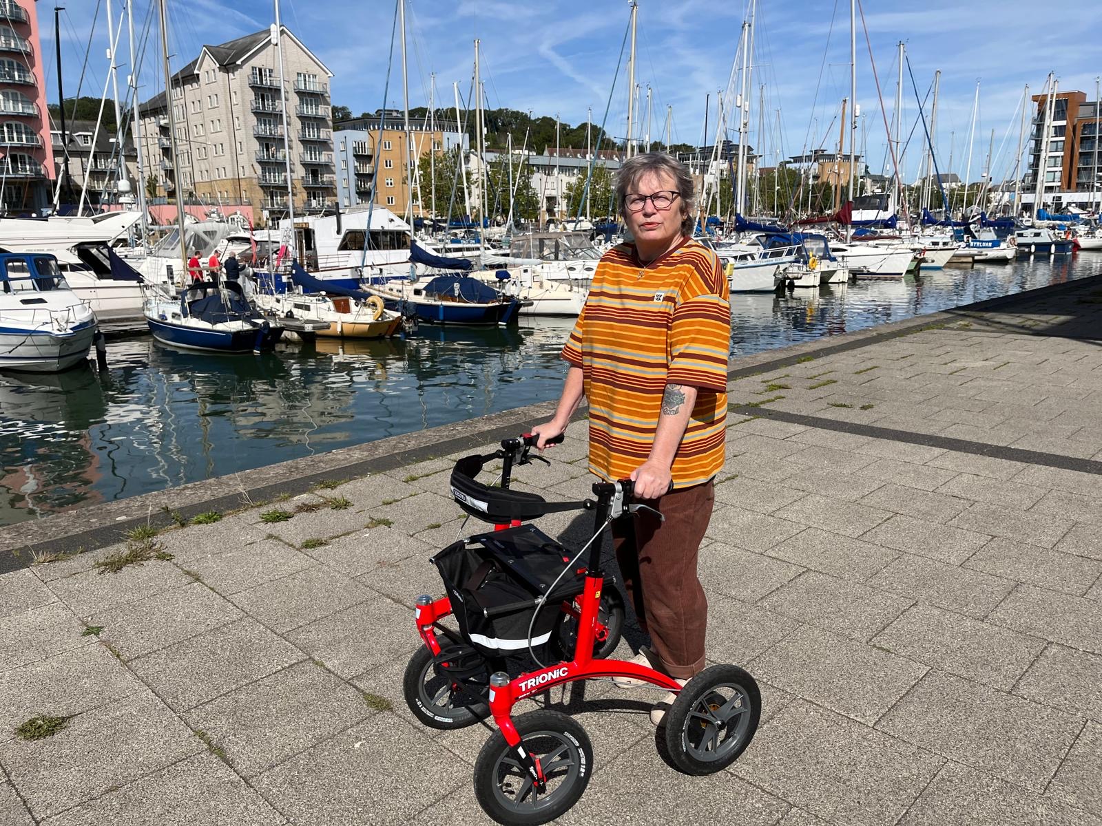 Enjoying the boat marina with the Rollator