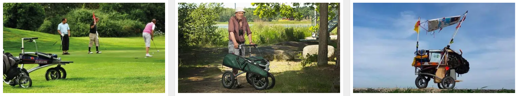 Olika rullatorer utomhus