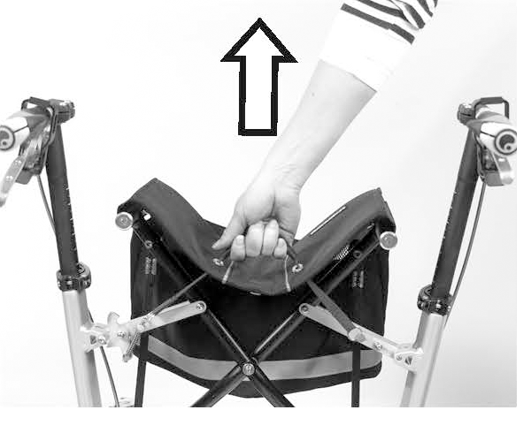1. Grab the seat handle and pull it upwards and the Walker will start folding.